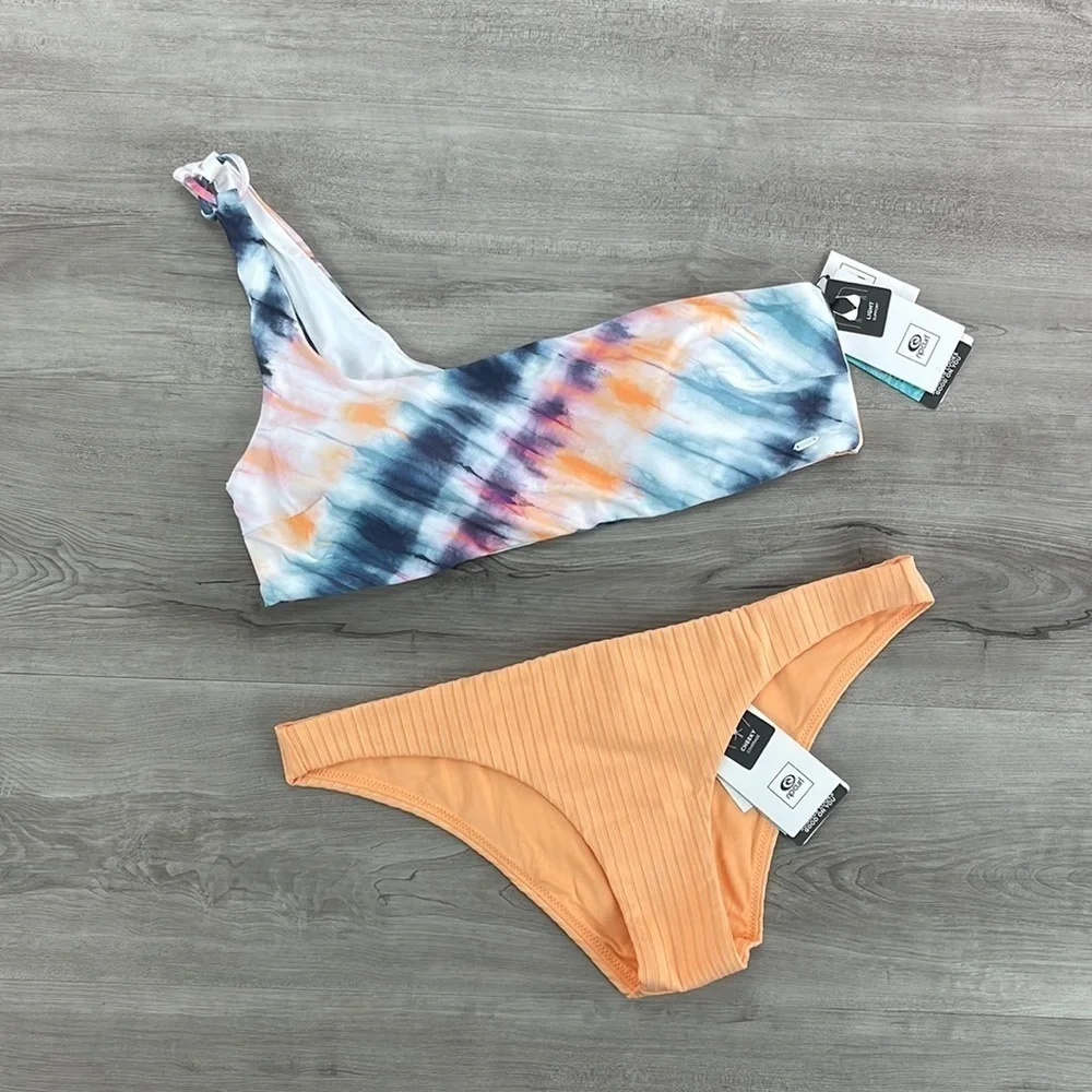 ☀️RIP CURL☀️ SURF TRIP ONE SHOULDER CROP PREMIUM SURF CHEEKY PANT BIKINI SET